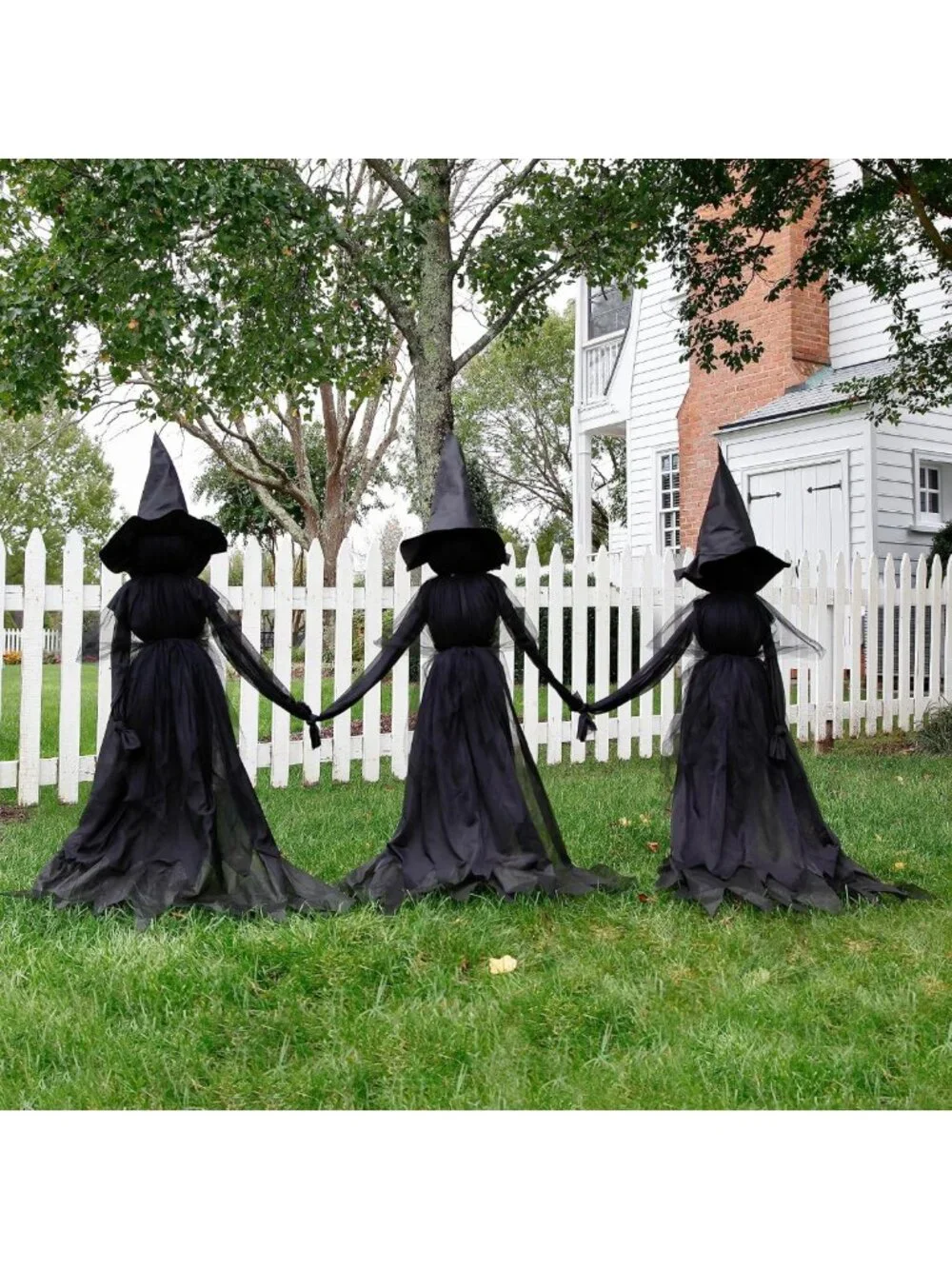 Spooky 4ft LED Halloween Witches with Hats - Weatherproof Garden Stakes Decor